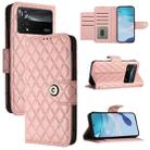 For Xiaomi Poco X4 Pro 5G Rhombic Texture Flip Leather Phone Case with Lanyard(Coral Pink) - 1