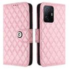 For Xiaomi 11T / 11T Pro Rhombic Texture Flip Leather Phone Case with Lanyard(Pink) - 2