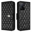 For Xiaomi 11T / 11T Pro Rhombic Texture Flip Leather Phone Case with Lanyard(Black) - 2
