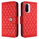 For Xiaomi Poco F3 Rhombic Texture Flip Leather Phone Case with Lanyard(Red) - 2