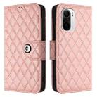 For Xiaomi Poco F3 Rhombic Texture Flip Leather Phone Case with Lanyard(Coral Pink) - 2