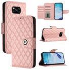 For Xiaomi Poco X3 / X3 NFC / X3 Pro Rhombic Texture Flip Leather Phone Case with Lanyard(Coral Pink) - 1