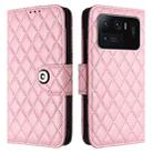 For Xiaomi Mi 11 Ultra Rhombic Texture Flip Leather Phone Case with Lanyard(Pink) - 2