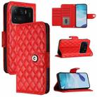 For Xiaomi Mi 11 Ultra Rhombic Texture Flip Leather Phone Case with Lanyard(Red) - 1