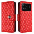 For Xiaomi Mi 11 Ultra Rhombic Texture Flip Leather Phone Case with Lanyard(Red) - 2