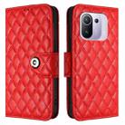 For Xiaomi Mi 11 Pro Rhombic Texture Flip Leather Phone Case with Lanyard(Red) - 2