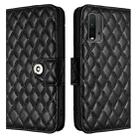 For Xiaomi Poco M3 / Redmi 9T Rhombic Texture Flip Leather Phone Case with Lanyard(Black) - 2