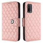 For Xiaomi Poco M3 / Redmi 9T Rhombic Texture Flip Leather Phone Case with Lanyard(Coral Pink) - 2