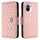 For Xiaomi Mi 11 Rhombic Texture Flip Leather Phone Case with Lanyard(Coral Pink) - 2