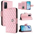 For Xiaomi Mi 10T / 10T Pro 5G Rhombic Texture Flip Leather Phone Case with Lanyard(Pink) - 1