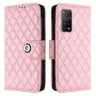 For Xiaomi Mi 10T / 10T Pro 5G Rhombic Texture Flip Leather Phone Case with Lanyard(Pink) - 2
