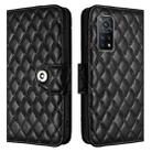 For Xiaomi Mi 10T / 10T Pro 5G Rhombic Texture Flip Leather Phone Case with Lanyard(Black) - 2