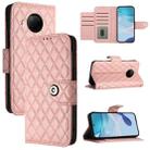 For Xiaomi Mi 10T Lite 5G Rhombic Texture Flip Leather Phone Case with Lanyard(Coral Pink) - 1