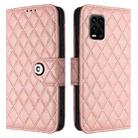 For Xiaomi Mi 10 Lite 5G Rhombic Texture Flip Leather Phone Case with Lanyard(Coral Pink) - 2