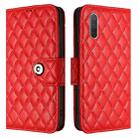 For Xiaomi Mi CC9e / Mi A3 Rhombic Texture Flip Leather Phone Case with Lanyard(Red) - 2