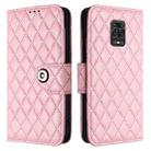 For Xiaomi Poco M2 Pro Rhombic Texture Flip Leather Phone Case with Lanyard(Pink) - 2