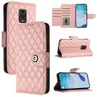 For Xiaomi Poco M2 Pro Rhombic Texture Flip Leather Phone Case with Lanyard(Coral Pink) - 1