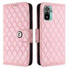 For Xiaomi Poco M5s Rhombic Texture Flip Leather Phone Case with Lanyard(Pink) - 2