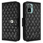 For Xiaomi Poco M5s Rhombic Texture Flip Leather Phone Case with Lanyard(Black) - 2