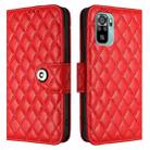 For Xiaomi Poco M5s Rhombic Texture Flip Leather Phone Case with Lanyard(Red) - 2