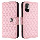 For Xiaomi Poco M3 Pro Rhombic Texture Flip Leather Phone Case with Lanyard(Pink) - 2