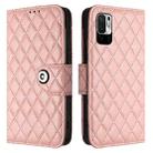 For Xiaomi Poco M3 Pro Rhombic Texture Flip Leather Phone Case with Lanyard(Coral Pink) - 2