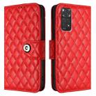 For Xiaomi Poco M4 Pro 5G Rhombic Texture Flip Leather Phone Case with Lanyard(Red) - 2