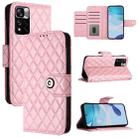 For Xiaomi Poco X4 NFC Rhombic Texture Flip Leather Phone Case with Lanyard(Pink) - 1