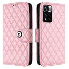 For Xiaomi Poco X4 NFC Rhombic Texture Flip Leather Phone Case with Lanyard(Pink) - 2