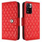 For Xiaomi Poco X4 NFC Rhombic Texture Flip Leather Phone Case with Lanyard(Red) - 2