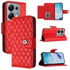 For Xiaomi Poco M6 Pro 4G Rhombic Texture Flip Leather Phone Case with Lanyard(Red) - 1
