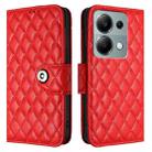 For Xiaomi Poco M6 Pro 4G Rhombic Texture Flip Leather Phone Case with Lanyard(Red) - 2