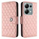 For Xiaomi Poco M6 Pro 4G Rhombic Texture Flip Leather Phone Case with Lanyard(Coral Pink) - 2