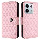 For Xiaomi Poco X6 Rhombic Texture Flip Leather Phone Case with Lanyard(Pink) - 2