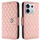 For Xiaomi Poco X6 Rhombic Texture Flip Leather Phone Case with Lanyard(Coral Pink) - 2