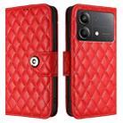 For Xiaomi Poco X6 Neo Rhombic Texture Flip Leather Phone Case with Lanyard(Red) - 2