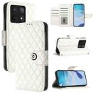 For Xiaomi 14T Rhombic Texture Flip Leather Phone Case with Lanyard(White) - 1