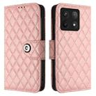 For Xiaomi 14T Rhombic Texture Flip Leather Phone Case with Lanyard(Coral Pink) - 2