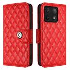 For Xiaomi 14T Pro Rhombic Texture Flip Leather Phone Case with Lanyard(Red) - 2