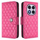 For Xiaomi Poco X7 5G Rhombic Texture Flip Leather Phone Case with Lanyard(Rose Red) - 2