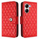 For Xiaomi Poco X7 Pro 5G Rhombic Texture Flip Leather Phone Case with Lanyard(Red) - 2