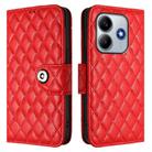 For Xiaomi Poco M7 Pro 5G Global Rhombic Texture Flip Leather Phone Case with Lanyard(Red) - 2
