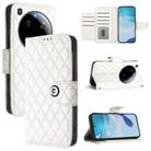 For Xiaomi 15 Ultra Rhombic Texture Flip Leather Phone Case with Lanyard(White) - 1