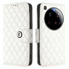 For Xiaomi 15 Ultra Rhombic Texture Flip Leather Phone Case with Lanyard(White) - 2