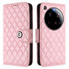 For Xiaomi 15 Ultra Rhombic Texture Flip Leather Phone Case with Lanyard(Pink) - 2