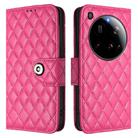 For Xiaomi 15 Ultra Rhombic Texture Flip Leather Phone Case with Lanyard(Rose Red) - 2