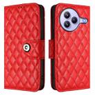 For Xiaomi Civi 5 Pro 5G Rhombic Texture Flip Leather Phone Case with Lanyard(Red) - 2