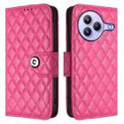 For Xiaomi Civi 5 Pro 5G Rhombic Texture Flip Leather Phone Case with Lanyard(Rose Red) - 2