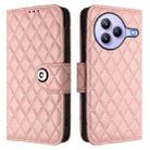 For Xiaomi Civi 5 Pro 5G Rhombic Texture Flip Leather Phone Case with Lanyard(Coral Pink) - 2