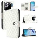 For Xiaomi 15S Pro 5G Rhombic Texture Flip Leather Phone Case with Lanyard(White) - 1
